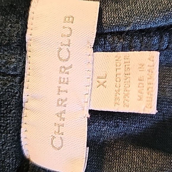 Charter club women XL pull on velour pants beautiful green/blue shade 2‎ pockets - Picture 6 of 6